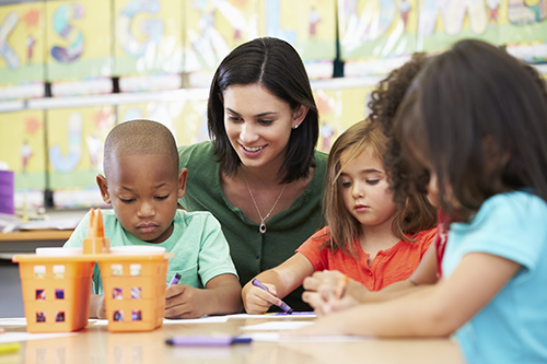 Pre–K students with teacher