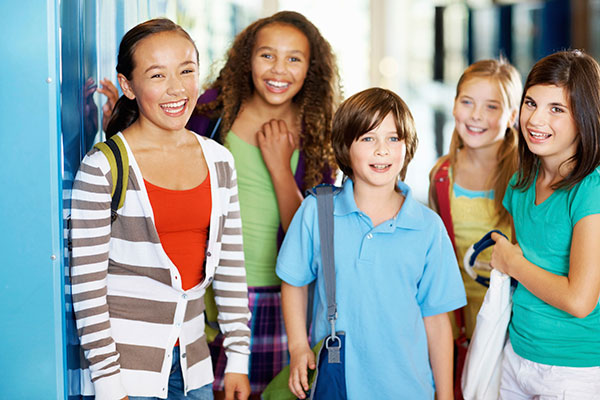 Middle School Students by Lockers