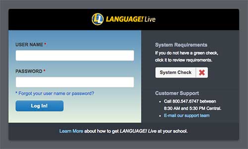 LANGUAGE! Live Login LANGUAGE! Live Login